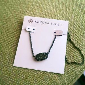 Kendra Scott Elisa black drusy gunmetal necklace